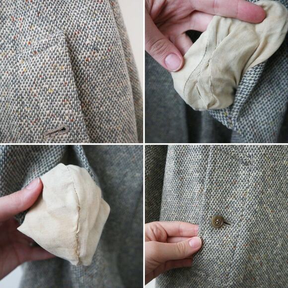 Vintage Burberry Women's Irish Tweed Car Coat Collared Overcoat - Picture 15 of 16